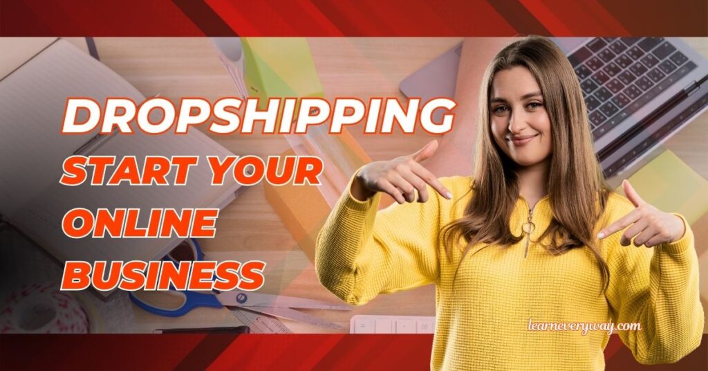 a woman prompting to start dropshipping business
