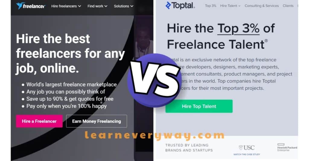 freelancer vs toptal learneveryway